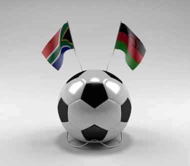 Güney Afrika - Malawi Futbol Bayrakları, Beyaz Arkaplan - 3D Render