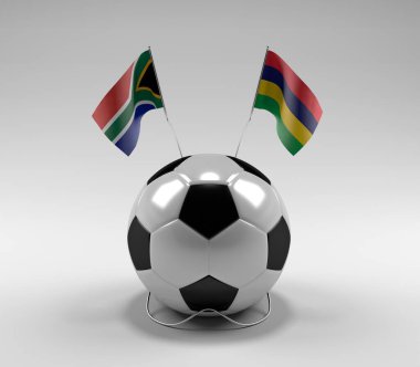 Güney Afrika - Mauritius Futbol Bayrakları, Beyaz Arkaplan - 3D Render