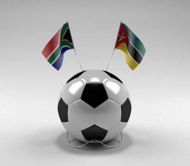 Güney Afrika - Mozambik Futbol Bayrakları, Beyaz Arkaplan - 3D Render