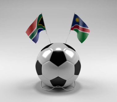 Güney Afrika - Namibya Futbol Bayrakları, Beyaz Arkaplan - 3D Render
