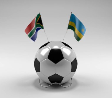 Güney Afrika - Ruanda Futbol Bayrakları, Beyaz Arkaplan - 3D Render