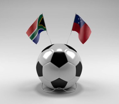 Güney Afrika - Samoa Futbol Bayrakları, Beyaz Arkaplan - 3D Render