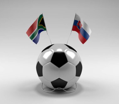 Güney Afrika - Slovakya Futbol Bayrakları, Beyaz Arkaplan - 3D Render