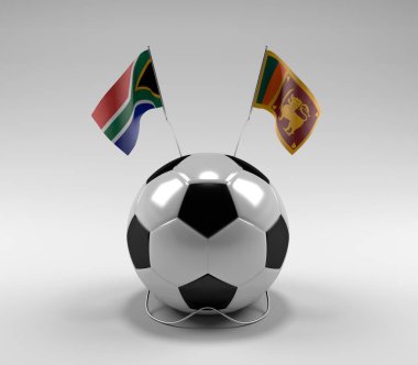 Güney Afrika - Sri-Lanka Futbol Bayrakları, Beyaz Arkaplan - 3D Render