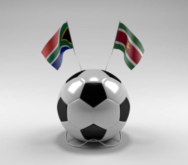 Güney Afrika - Surinam Futbol Bayrakları, Beyaz Arkaplan - 3D Render