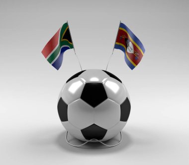 Güney Afrika - Svaziland Futbol Bayrakları, Beyaz Arkaplan - 3D Render