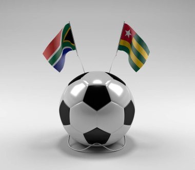 Güney Afrika - Togo Futbol Bayrakları, Beyaz Arkaplan - 3D Render