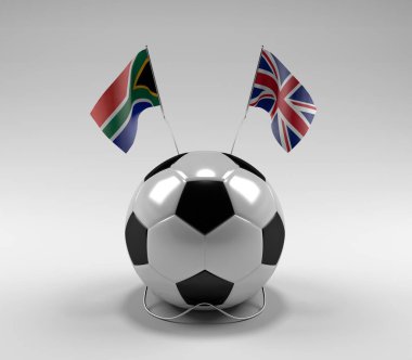 Güney Afrika - Birleşik Krallık Futbol Bayrakları, Beyaz Arkaplan - 3D Render