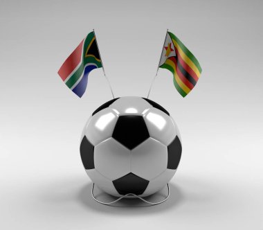 Güney Afrika - Zimbabwe Futbol Bayrakları, Beyaz Arkaplan - 3D Render