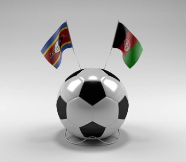 Svaziland - Afganistan Futbol Bayrakları, Beyaz Arkaplan - 3D Render