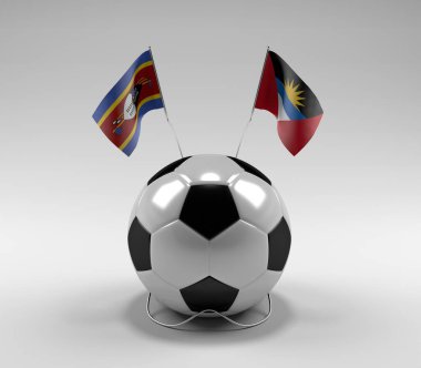 Svaziland - Antigua ve Barbuda Futbol Bayrakları, Beyaz Arkaplan - 3D Render