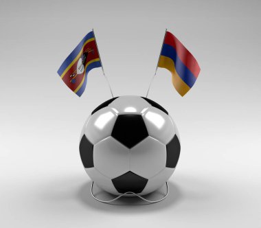 Svaziland - Ermenistan Futbol Bayrakları, Beyaz Arkaplan - 3D Render
