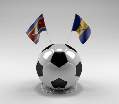 Svaziland - Barbados Futbol Bayrakları, Beyaz Arkaplan - 3D Render