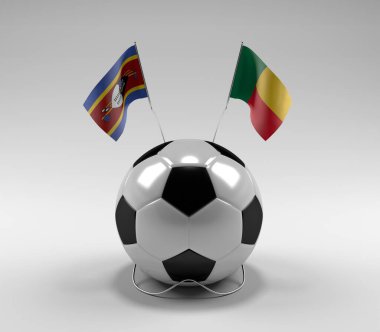 Svaziland - Benin Futbol Bayrakları, Beyaz Arkaplan - 3D Render