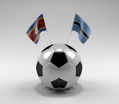 Svaziland - Botswana Futbol Bayrakları, Beyaz Arkaplan - 3D Render