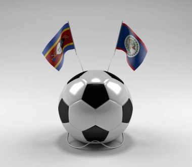 Svaziland - Belize Futbol Bayrakları, Beyaz Arkaplan - 3D Render