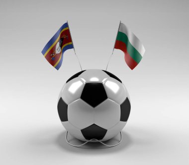 Svaziland - Bulgaristan Futbol Bayrakları, Beyaz Arkaplan - 3D Render