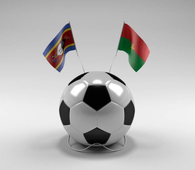 Svaziland - Burkina-Faso Futbol Bayrakları, Beyaz Arkaplan - 3D Render