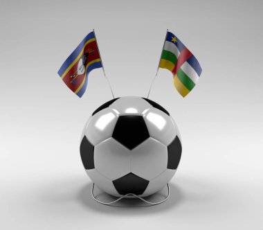 Svaziland - Orta Afrika Cumhuriyeti Futbol Bayrakları, Beyaz Arkaplan - 3D Render