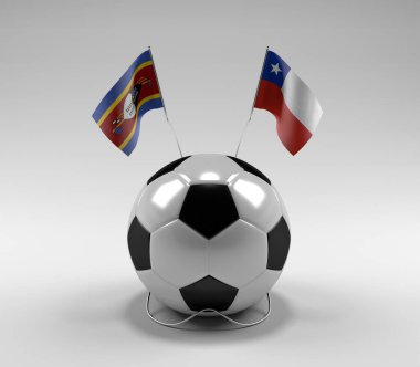 Svaziland - Şili Futbol Bayrakları, Beyaz Arkaplan - 3D Render