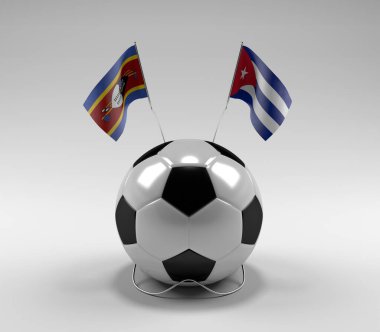 Svaziland - Küba Futbol Bayrakları, Beyaz Arkaplan - 3D Render