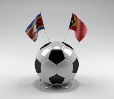 Svaziland - Doğu Timor Futbol Bayrakları, Beyaz Arkaplan - 3D Render