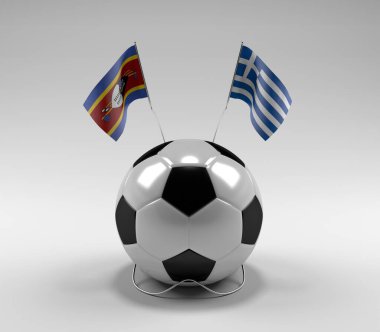 Svaziland - Yunanistan Futbol Bayrakları, Beyaz Arkaplan - 3D Render