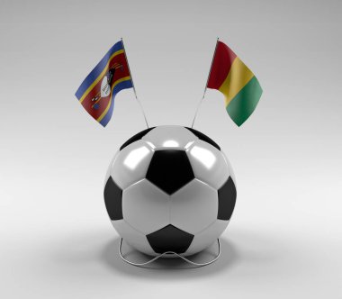 Svaziland - Gine Futbol Bayrakları, Beyaz Arkaplan - 3D Render