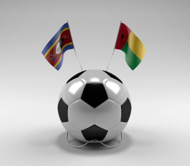 Svaziland - Gine-Bissau Futbol Bayrakları, Beyaz Arkaplan - 3D Render