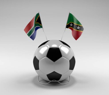 Güney Afrika - Saint-Kitts-and-Nevis Futbol Bayrakları, Beyaz Arkaplan - 3D Render