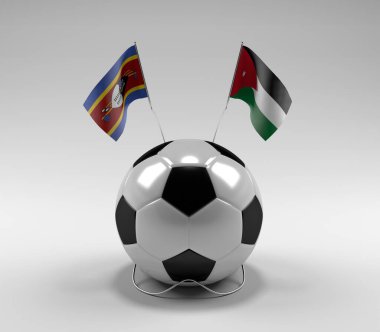 Svaziland - Jordan Futbol Bayrakları, Beyaz Arkaplan - 3D Render