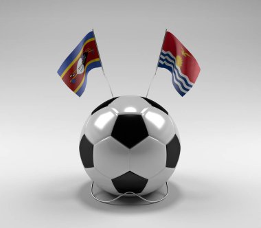 Svaziland - Kiribati Futbol Bayrakları, Beyaz Arkaplan - 3D Render