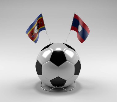 Svaziland - Laos Futbol Bayrakları, Beyaz Arkaplan - 3D Render