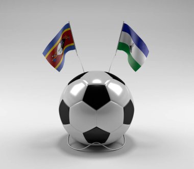 Svaziland - Lesotho Futbol Bayrakları, Beyaz Arkaplan - 3D Render