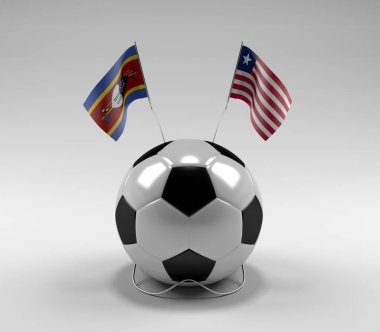 Svaziland - Liberya Futbol Bayrakları, Beyaz Arkaplan - 3D Render