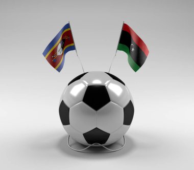 Svaziland - Libya Futbol Bayrakları, Beyaz Arkaplan - 3D Render