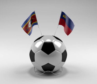 Svaziland - Lihtenştayn Futbol Bayrakları, Beyaz Arkaplan - 3D Render