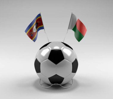 Svaziland - Madagaskar Futbol Bayrakları, Beyaz Arkaplan - 3D Render