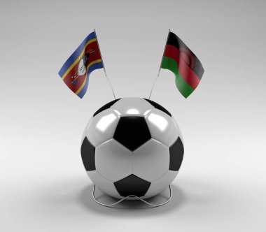 Svaziland - Malawi Futbol Bayrakları, Beyaz Arkaplan - 3D Render