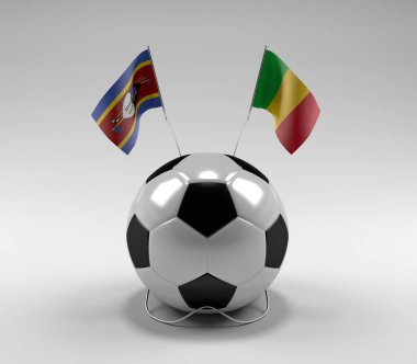 Svaziland - Mali Futbol Bayrakları, Beyaz Arkaplan - 3D Render