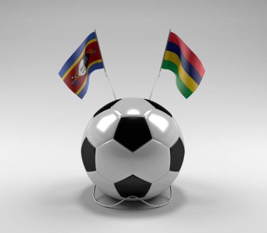Svaziland - Mauritius Futbol Bayrakları, Beyaz Arkaplan - 3D Render