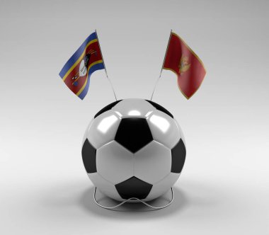 Svaziland - Karadağ Futbol Bayrakları, Beyaz Arkaplan - 3D Render