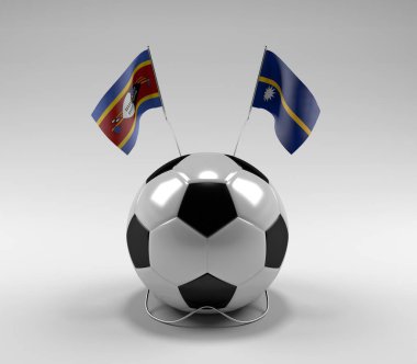 Svaziland - Nauru Futbol Bayrakları, Beyaz Arkaplan - 3D Render