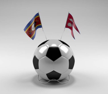 Svaziland - Nepal Futbol Bayrakları, Beyaz Arkaplan - 3D Render