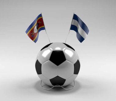 Svaziland - Nikaragua Futbol Bayrakları, Beyaz Arkaplan - 3D Render