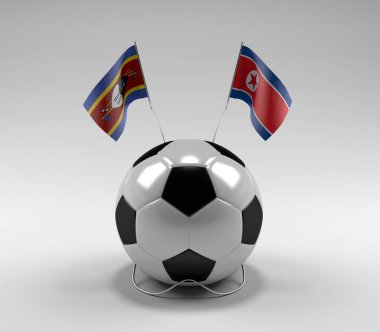 Svaziland - Kuzey Kore Futbol Bayrakları, Beyaz Arkaplan - 3D Render