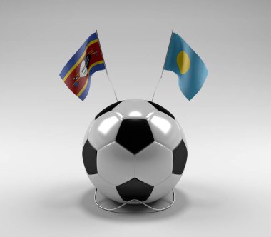 Svaziland - Palau Futbol Bayrakları, Beyaz Arkaplan - 3D Render