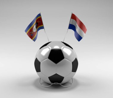 Svaziland - Paraguay Futbol Bayrakları, Beyaz Arkaplan - 3D Render