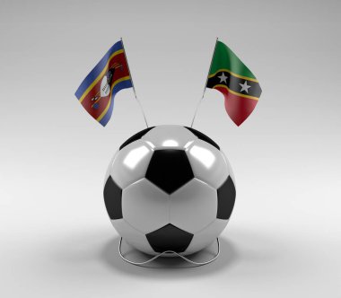 Svaziland - Saint-Kitts-and-Nevis Futbol Bayrakları, Beyaz Arkaplan - 3D Render