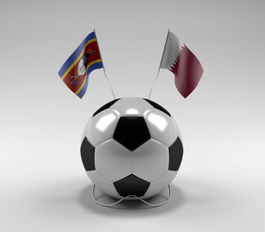 Svaziland - Katar Futbol Bayrakları, Beyaz Arkaplan - 3D Render